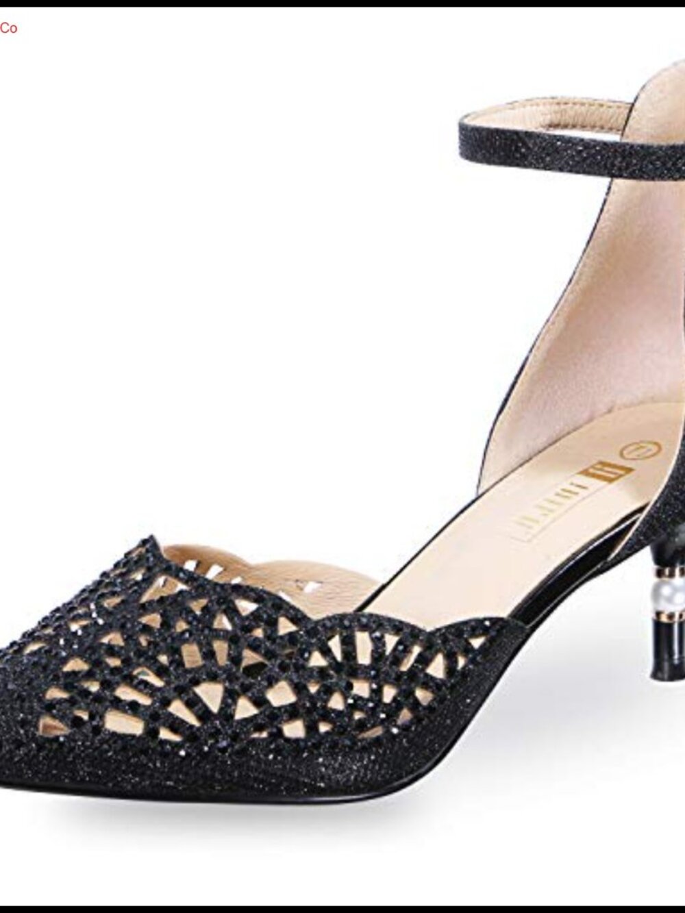 Rhinestone Wedding Pumps Low Kitten Heels Pointed Toe Bridal Dress Shoes